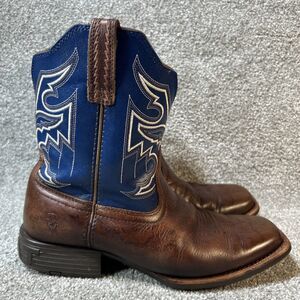 Ariat Men's Layton Brown/ Blue Leather Soft Toe Western Cowboy Boots Size 6